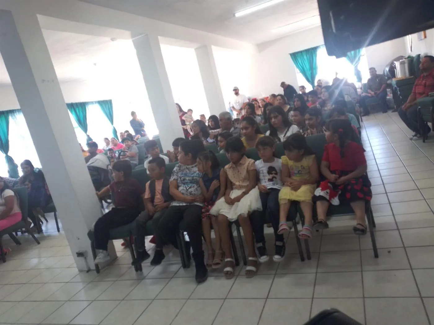 Children seated together during a service at Faith Family Church Rocky Point in Puerto Penasco