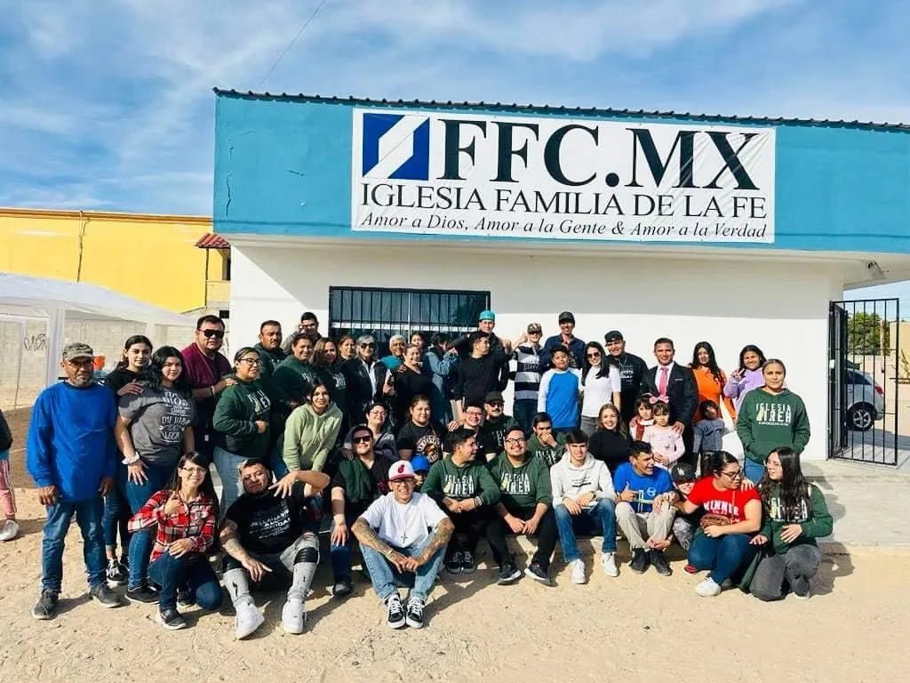 The congregation of Faith Family Church Rocky Point gathered outside their church building in Puerto Penasco, Mexico